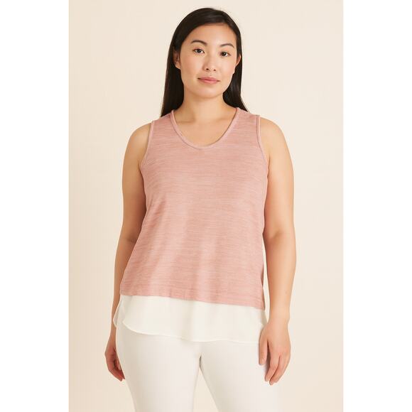 Banana Republic Sleeveless Layered Look Tank – Pink/White – Size M - Picture 3 of 6